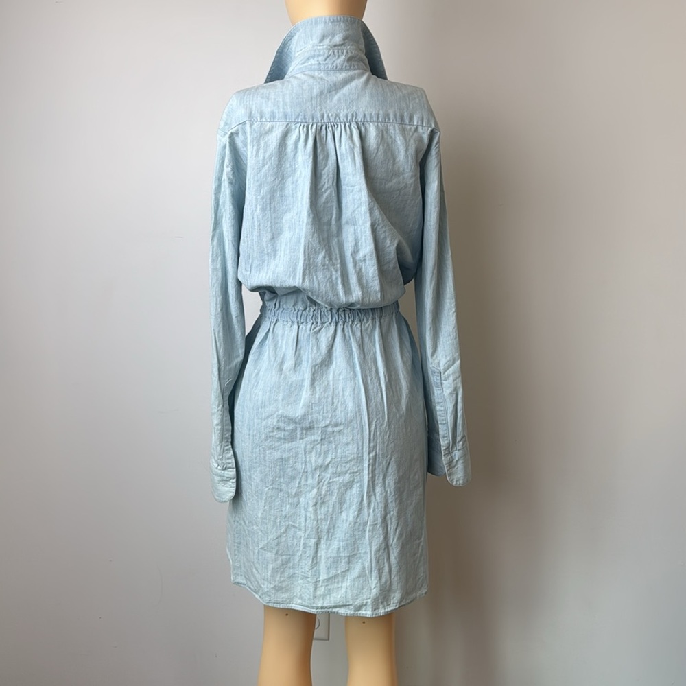 Adam Lippes chambray knee-length long sleeve Shirt Dress 10 - Picture 5 of 9